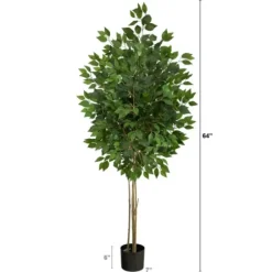 Trees & Topiaries-Kirkland's Home Outdoor Bright Green Ficus Tree, 64 In.