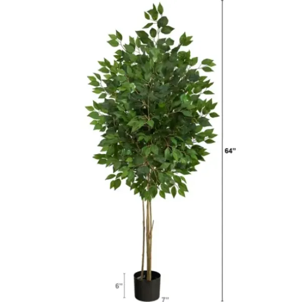 Trees & Topiaries-Kirkland's Home Outdoor Bright Green Ficus Tree, 64 In.