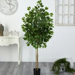 Trees & Topiaries-Kirkland's Home Outdoor Bright Green Ficus Tree, 64 In.
