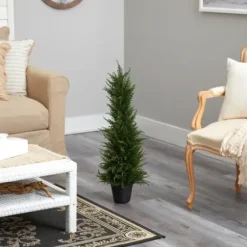 Trees & Topiaries-Kirkland's Home Outdoor Cypress Tree In Black Nursery Planter