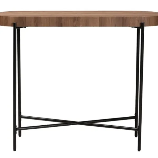 Console Tables-Kirkland's Home Oval Light Wood X Base Console Table Brown