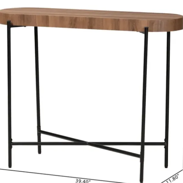 Console Tables-Kirkland's Home Oval Light Wood X Base Console Table Brown