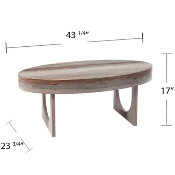 Coffee Tables-Kirkland's Home Oval Marbled Wood Coffee Table Brown
