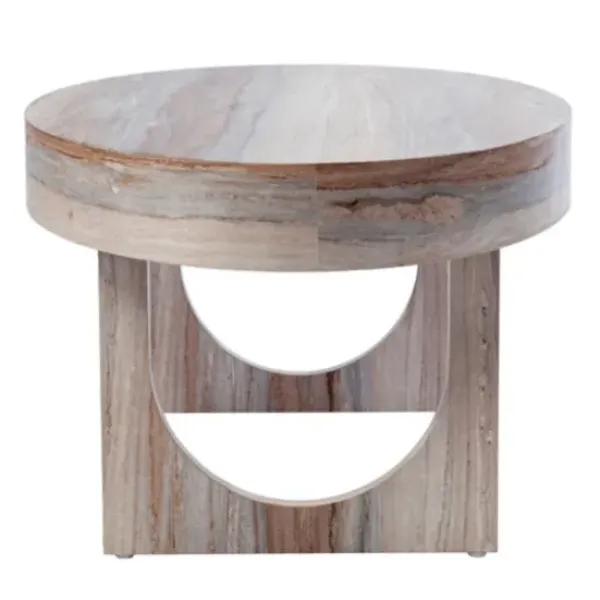 Coffee Tables-Kirkland's Home Oval Marbled Wood Coffee Table Brown
