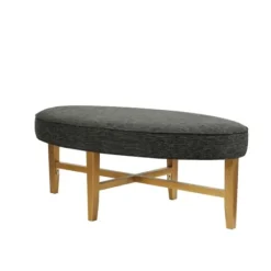 Benches & Ottomans-Kirkland's Home Oval Upholstered Welt Edge Ottoman Gray