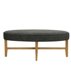 Benches & Ottomans-Kirkland's Home Oval Upholstered Welt Edge Ottoman Gray
