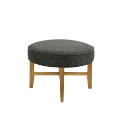 Benches & Ottomans-Kirkland's Home Oval Upholstered Welt Edge Ottoman Gray