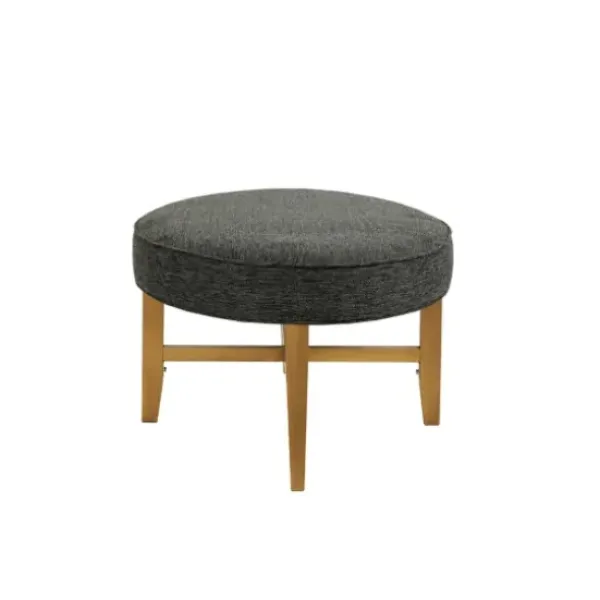 Benches & Ottomans-Kirkland's Home Oval Upholstered Welt Edge Ottoman Gray