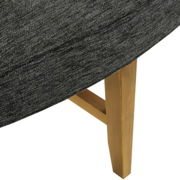 Benches & Ottomans-Kirkland's Home Oval Upholstered Welt Edge Ottoman Gray