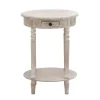 Accent & End Tables-Kirkland's Home Oval Washed Pine Wood Side Table White