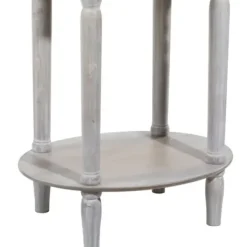 Accent & End Tables-Kirkland's Home Oval Washed Pine Wood Side Table White