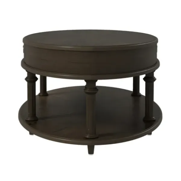 Coffee Tables-Kirkland's Home Oval Wood 2-Tier Coffee Table Brown