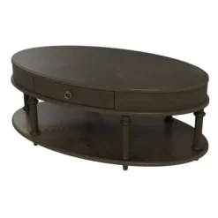 Coffee Tables-Kirkland's Home Oval Wood 2-Tier Coffee Table Brown