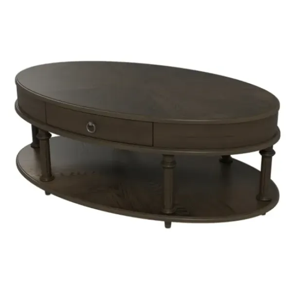 Coffee Tables-Kirkland's Home Oval Wood 2-Tier Coffee Table Brown