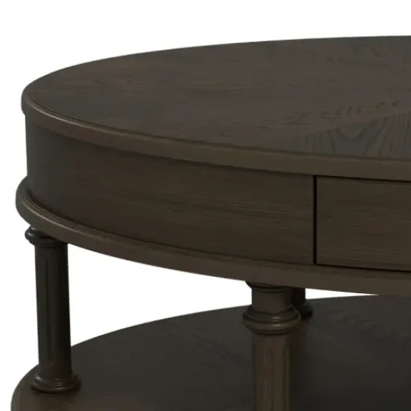 Coffee Tables-Kirkland's Home Oval Wood 2-Tier Coffee Table Brown