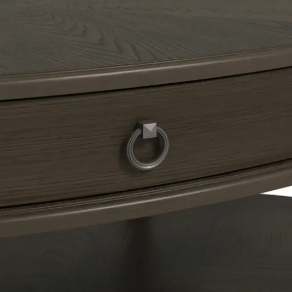 Coffee Tables-Kirkland's Home Oval Wood 2-Tier Coffee Table Brown
