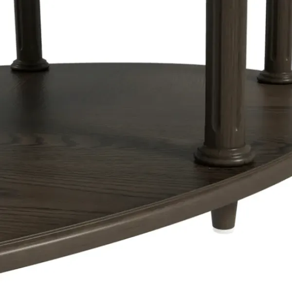 Coffee Tables-Kirkland's Home Oval Wood 2-Tier Coffee Table Brown