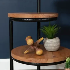 Accent & End Tables-Kirkland's Home Overlapping Acacia Wood Side Table Brown