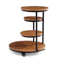 Accent & End Tables-Kirkland's Home Overlapping Acacia Wood Side Table Brown