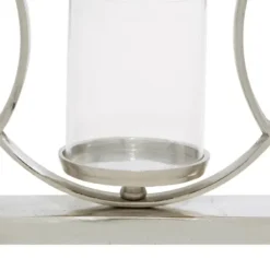 Candle Holders-Kirkland's Home Overlapping Halo Hurricane Candle Runner Silver