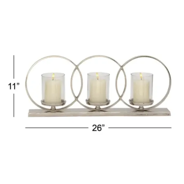 Candle Holders-Kirkland's Home Overlapping Halo Hurricane Candle Runner Silver