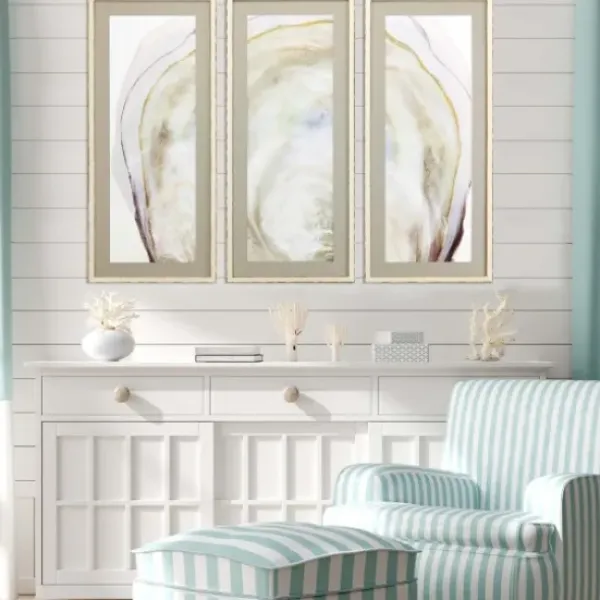Framed Art-Kirkland's Home Oyster Shell 3-Pc. Framed Wall Art Set Tan/Gray/White