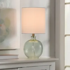 Table Lamps-Kirkland's Home Pale Blue Tinted Glass Jug Table Lamp White