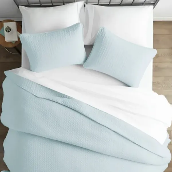 Bedspreads & Coverlets-Kirkland's Home Pale Herring 3-Pc. Queen Quilted Coverlet Set Blue