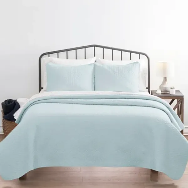 Bedspreads & Coverlets-Kirkland's Home Pale Herring 3-Pc. Queen Quilted Coverlet Set Blue