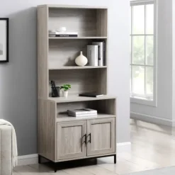 Bookshelves-Kirkland's Home Pale Wooden Willow Storage Bookcase