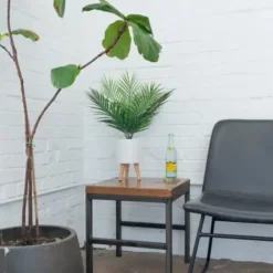 Arrangements & Greenery-Kirkland's Home Palm Arrangement In White Footed Pot Green/White