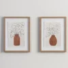 Framed Art-Kirkland's Home Palm Leaves In Vase Framed Art Prints, Set Of 2 White/Tan/Brown