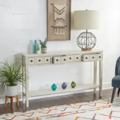 Console Tables-Kirkland's Home Paloma Cream 4-Drawer Console Table Ivory