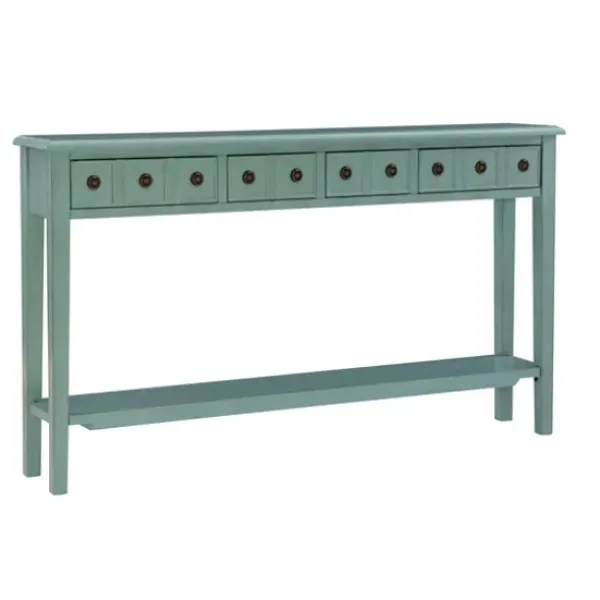 Console Tables-Kirkland's Home Paloma Teal 4-Drawer Console Table Green