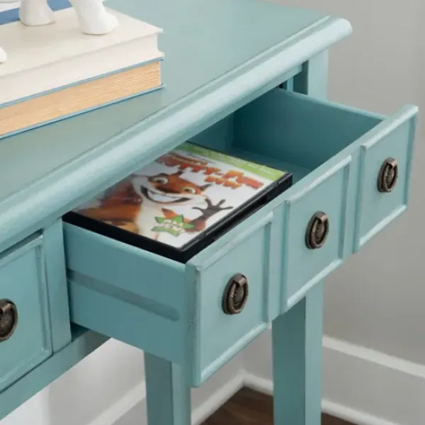 Console Tables-Kirkland's Home Paloma Teal 4-Drawer Console Table Green