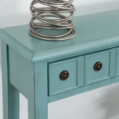 Console Tables-Kirkland's Home Paloma Teal 4-Drawer Console Table Green