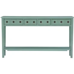 Console Tables-Kirkland's Home Paloma Teal 4-Drawer Console Table Green