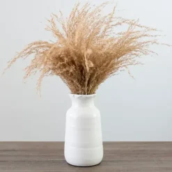 Arrangements & Greenery-Kirkland's Home Pampas Grass Bouquet In White Ceramic Vase Tan/White