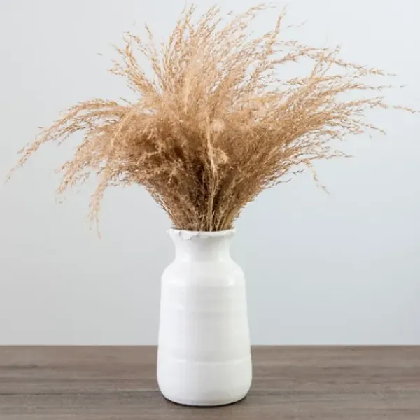 Arrangements & Greenery-Kirkland's Home Pampas Grass Bouquet In White Ceramic Vase Tan/White
