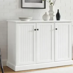 Cabinets & Sideboards-Kirkland's Home Paneled 3-Door Sideboard Cabinet White