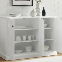 Cabinets & Sideboards-Kirkland's Home Paneled 3-Door Sideboard Cabinet White