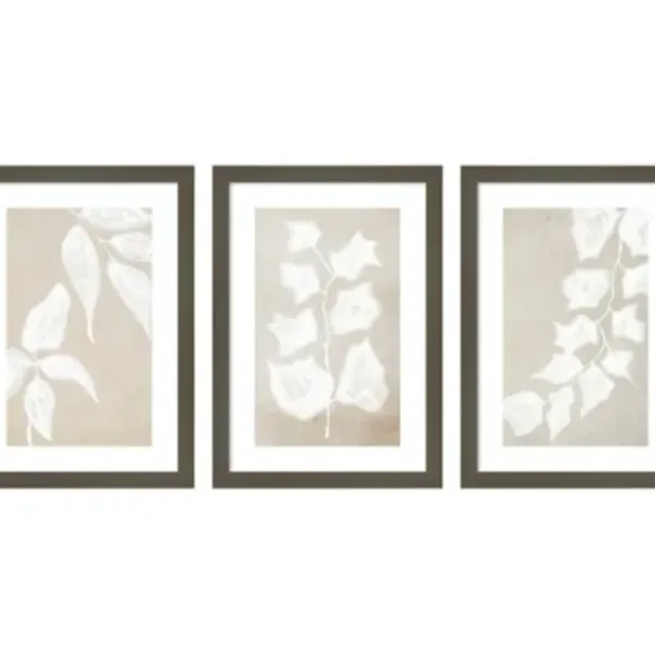 Framed Art-Kirkland's Home Paper Bark 3-Pc. Framed Wall Art Set White/Tan