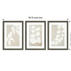 Framed Art-Kirkland's Home Paper Bark 3-Pc. Framed Wall Art Set White/Tan