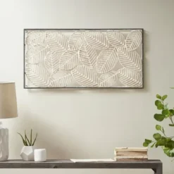 Wall Plaques-Kirkland's Home Paper Cloaked Leaves Metal Plaque White