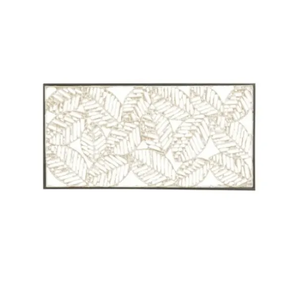 Wall Plaques-Kirkland's Home Paper Cloaked Leaves Metal Plaque White