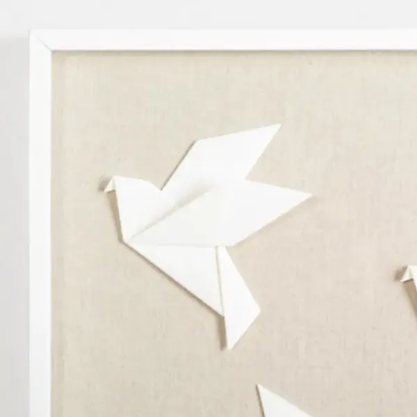 Wall Plaques-Kirkland's Home Paper Origami Birds Shadowbox Wall Plaque White/Tan