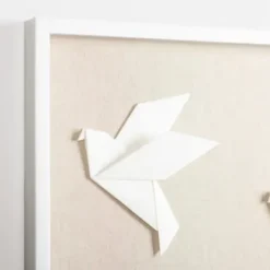 Wall Plaques-Kirkland's Home Paper Origami Birds Shadowbox Wall Plaque White/Tan
