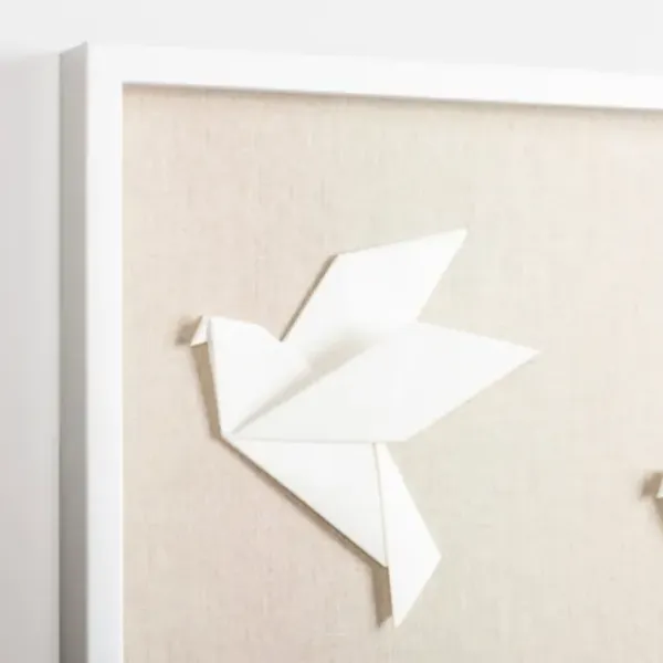Wall Plaques-Kirkland's Home Paper Origami Birds Shadowbox Wall Plaque White/Tan