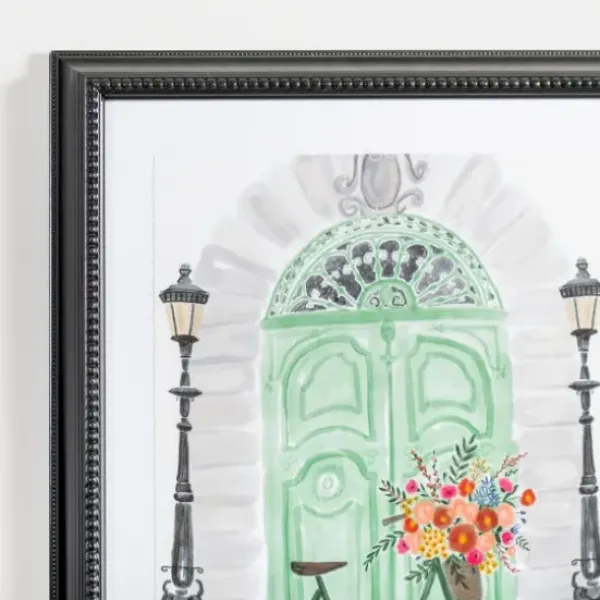 Framed Art-Kirkland's Home Parisian Mint Door With Bicycle Framed Art Print Green/White/Gray