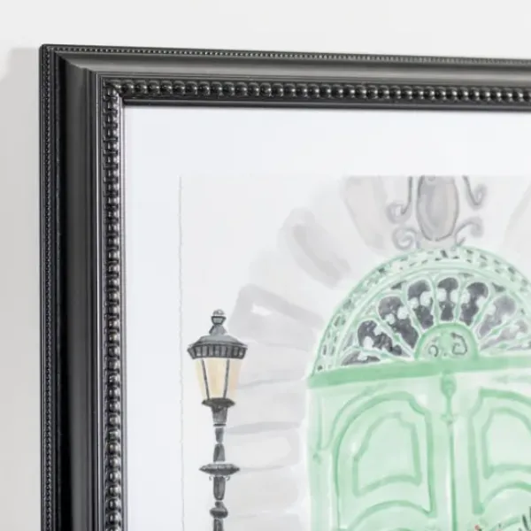 Framed Art-Kirkland's Home Parisian Mint Door With Bicycle Framed Art Print Green/White/Gray